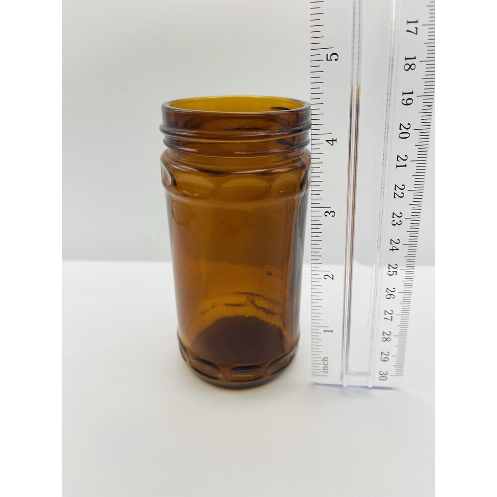 Vintage Amber Glass Jar Owens Illinois F-2417 3C Peanut Butter Preserves 4.5”